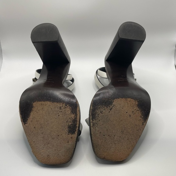 Saint Laurent White Leather Sandal Heels - Picture 8 of 9